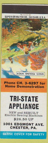 Matchbook Cover - Tri State Appliance Chester PA