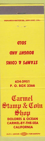 Matchbook Cover - Carmel Stamp and Coain Carmel by the Sea CA