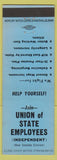 Matchbook Cover - Union of State Employees New York City blue