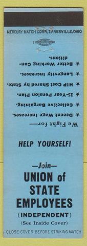 Matchbook Cover - Union of State Employees New York City blue