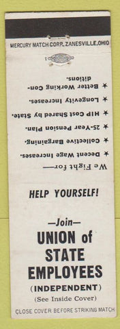 Matchbook Cover - Union of State Employees New York City white