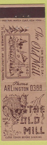Matchbook Cover - The Old Mill Arlington MA