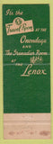 Matchbook Cover - Hotel Onondaga Syrcause NY Lenox Buffalo NY