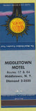 Matchbook Cover - Middletown Motel Middletown NY