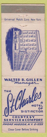 Matchbook Cover - St Charles Hotel Hudson NY WEAR