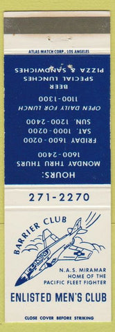 Matchbook Cover - Barrier Club NAS Miramar Men's Club