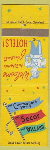Matchbook Cover - Hotels Toledo OH Commodore Perry Secor Willard