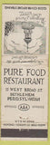 Matchbook Cover - Pure Food Restaurant Bethlehem PA WORN