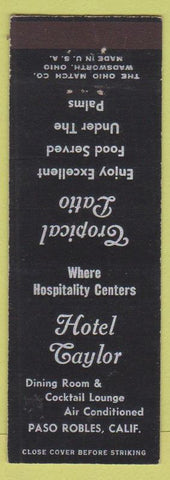 Matchbook Cover - Hotel Taylor Paso Robles CA