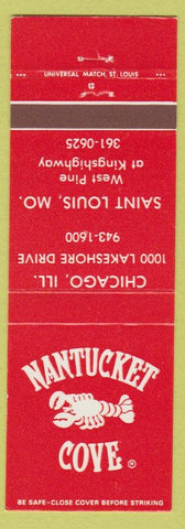 Matchbook Cover - Nantucket Cove Chicago IL St Louis MO lobster