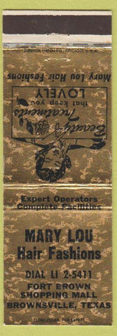Matchbook Cover - Mary Lou Hair Salon Brownsville TX POOR SURFACE girlie