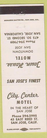 Matchbook Cover - Town House Motel San Jose CA City Center Motel