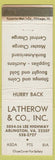 Matchbook Cover - Latherow Stamps Coins Arlington VA WEAR
