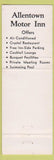 Matchbook Cover - Allentown Motor Inn PA WEAR