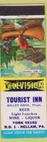 Matchbook Cover - Tourist Inn Hellam PA fishing