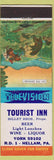 Matchbook Cover - Tourist Inn Hellam PA defending against bear