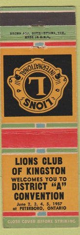 Matchbook Cover - Lions Club Kingston Convention Peterboro ON