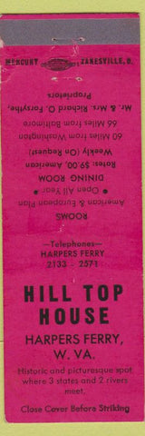 Matchbook Cover - Hill Top House Harpers Ferry WV