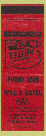 Matchbook Cover - Will O Motel Tiffin OH