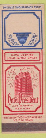 Matchbook Cover - Hotel President New York City