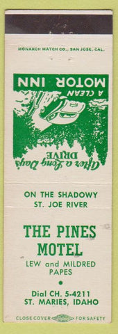 Matchbook Cover - Pines Motel ST Maries ID
