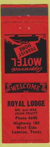 Matchbook Cover - Royal Lodge Lamesa TX