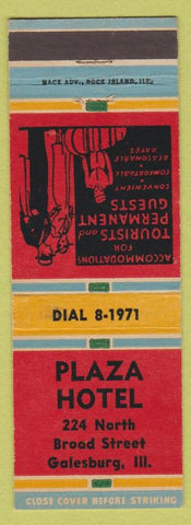 Matchbook Cover - Plaza Hotel Galesburg IL