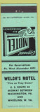 Matchbook Cover - Welch's Motel Wheeling WV light green