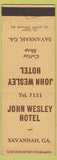 Matchbook Cover - John Wesley Hotel Savannah GA