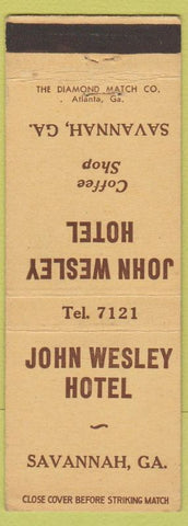Matchbook Cover - John Wesley Hotel Savannah GA