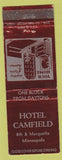 Matchbook Cover - Hotel Camfield Minneapolis MN