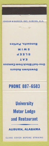 Matchbook Cover - University Motor Lodge Restaurant Auburn AL