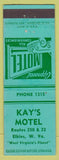 Matchbook Cover - Kay's Motel Elkins WV