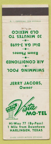 Matchbook Cover - Motel Vista Harlingen TX