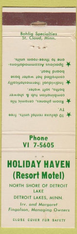 Matchbook Cover - Holiday Haven Resort Motel Detroit Lakes MN