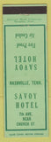 Matchbook Cover - Savoy Hotel Nashville TN
