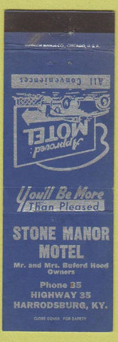 Matchbook Cover - Stone Manor Motel Harrodsburg KY