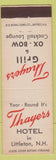 Matchbook Cover - Thayers Hotel Littleton NH