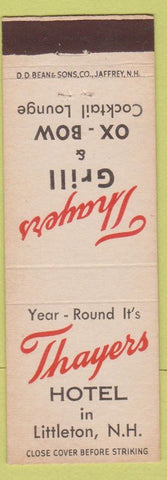 Matchbook Cover - Thayers Hotel Littleton NH