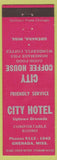 Matchbook Cover - City Hotel Coffee House Grenada MS