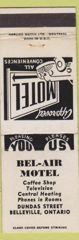 Matchbook Cover - Bel Air Motel Belleville ON