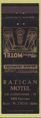 Matchbook Cover - Ratican Motel Boise ID