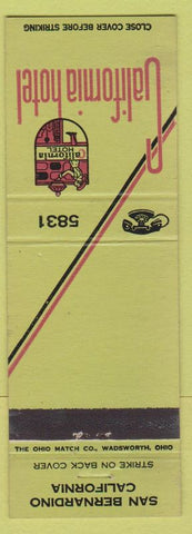 Matchbook Cover - California Hotel San Bernardino CA