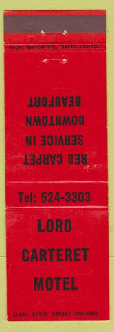 Matchbook Cover - Lord Carteret Motel Beaufort SC