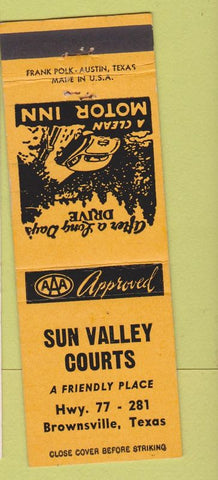 Matchbook Cover - Sun Valley Courts Brownsville TX