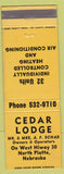 Matchbook Cover - Cedar Lodge North Platte NE yellow WEAR