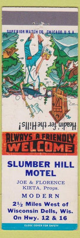 Matchbook Cover - Slumber Hill Motel Wisconsin Dells WI hillbilly Joe Kieta