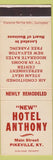Matchbook Cover - New Hotel Anthony Pikeville KY