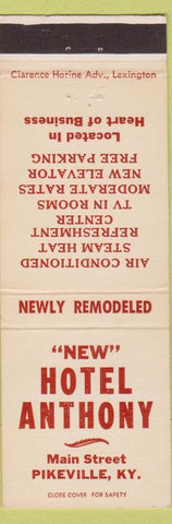 Matchbook Cover - New Hotel Anthony Pikeville KY