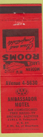 Matchbook Cover - Ambassador Motel Dearborn MI?
